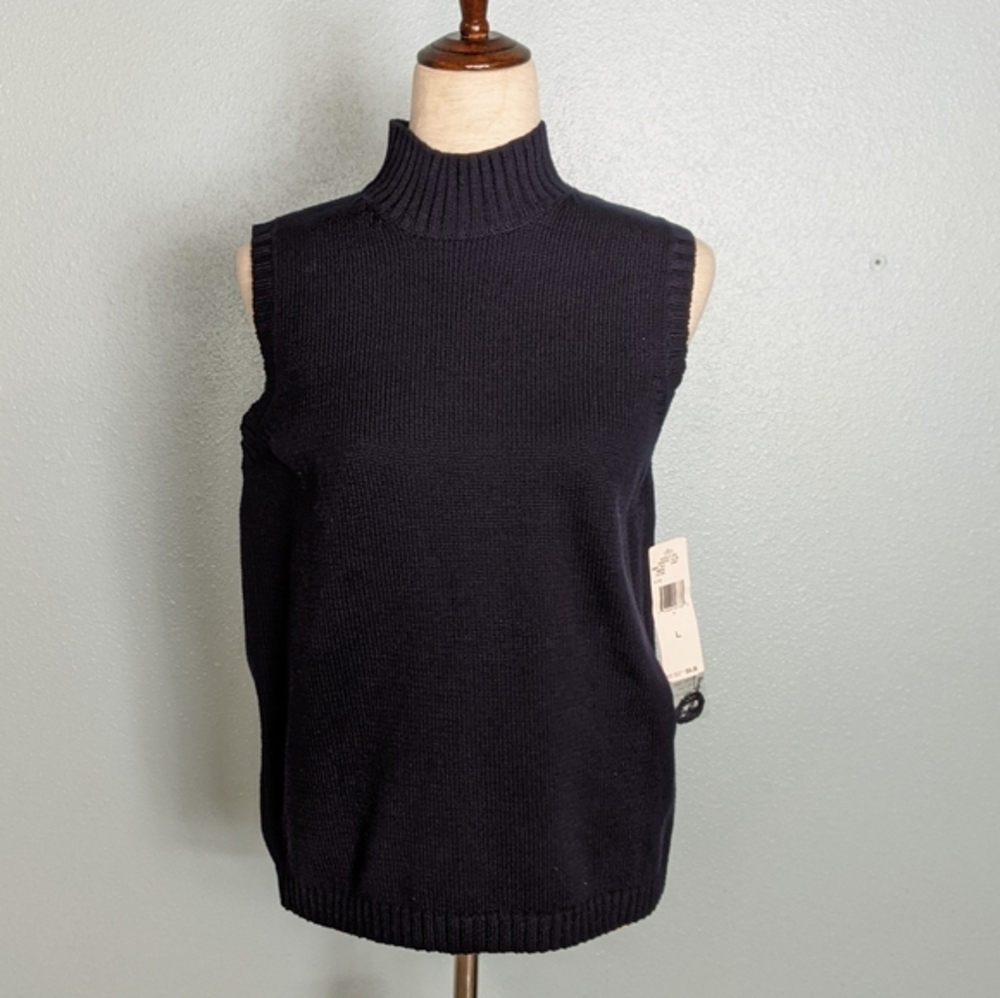 NWT Jones New York navy sleeveless sweater L